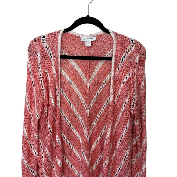 Christopher‎ & Banks Open Knit Cardigan Top Womens Medium Duster Beachy Coastal - Picture 6 of 8